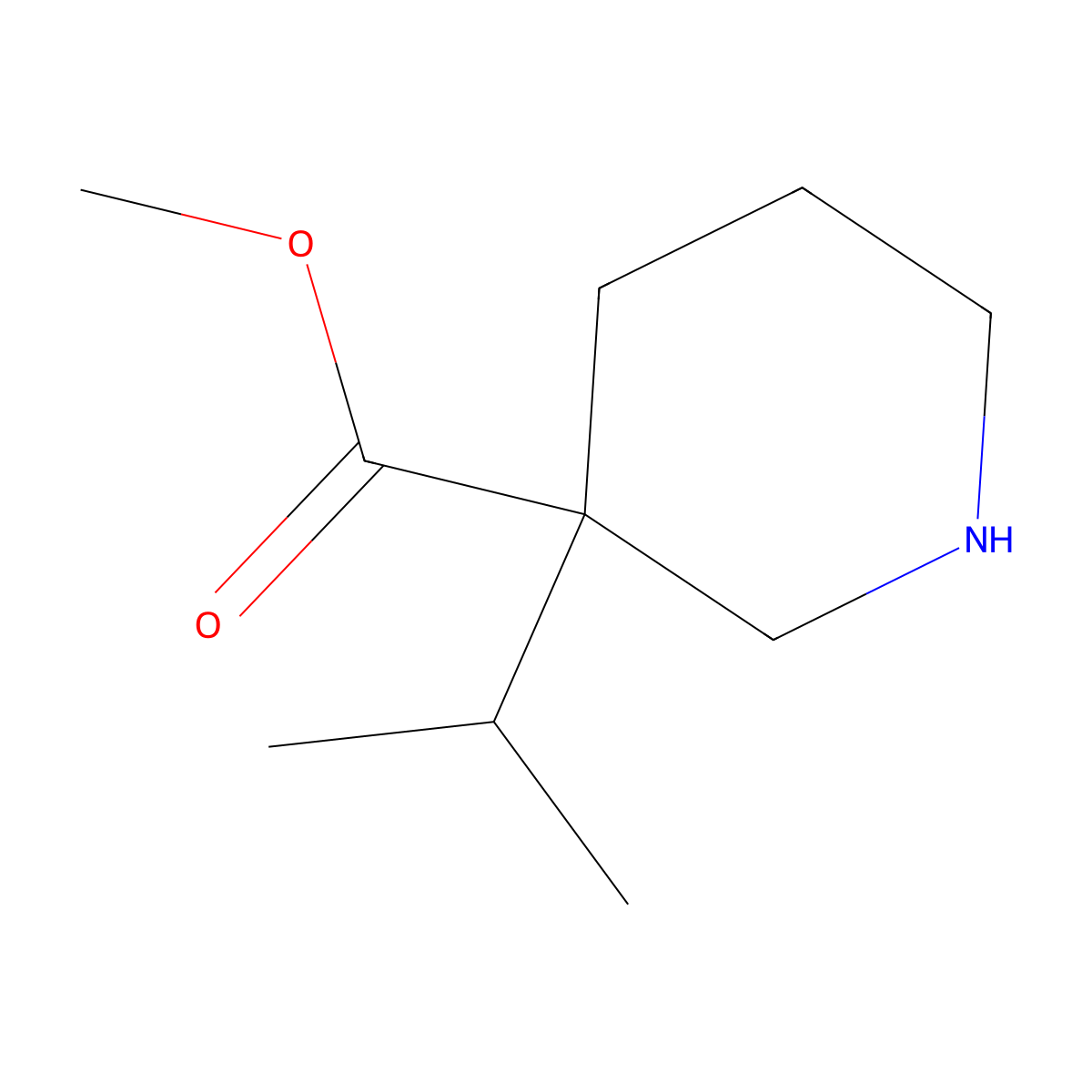 Methyl 3-(propan-2-yl)piperidine-3-carboxylate molecular structure, CAS 1782260-39-2