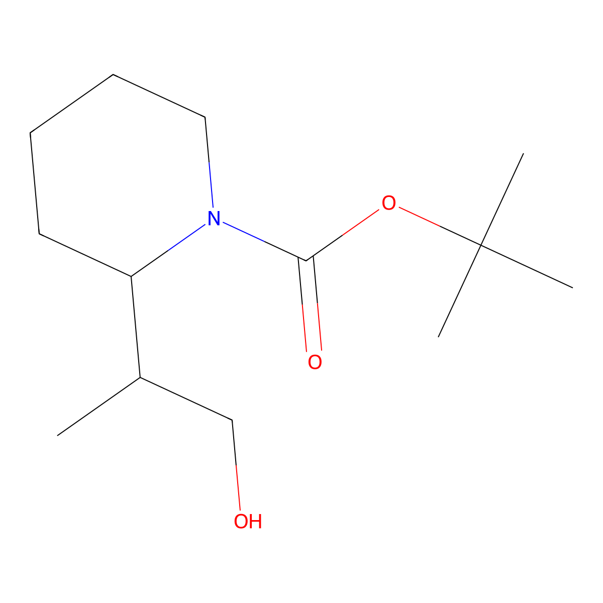 Tert-butyl 2-(1-hydroxypropan-2-yl)piperidine-1-carboxylate molecular structure, CAS 1782266-08-3