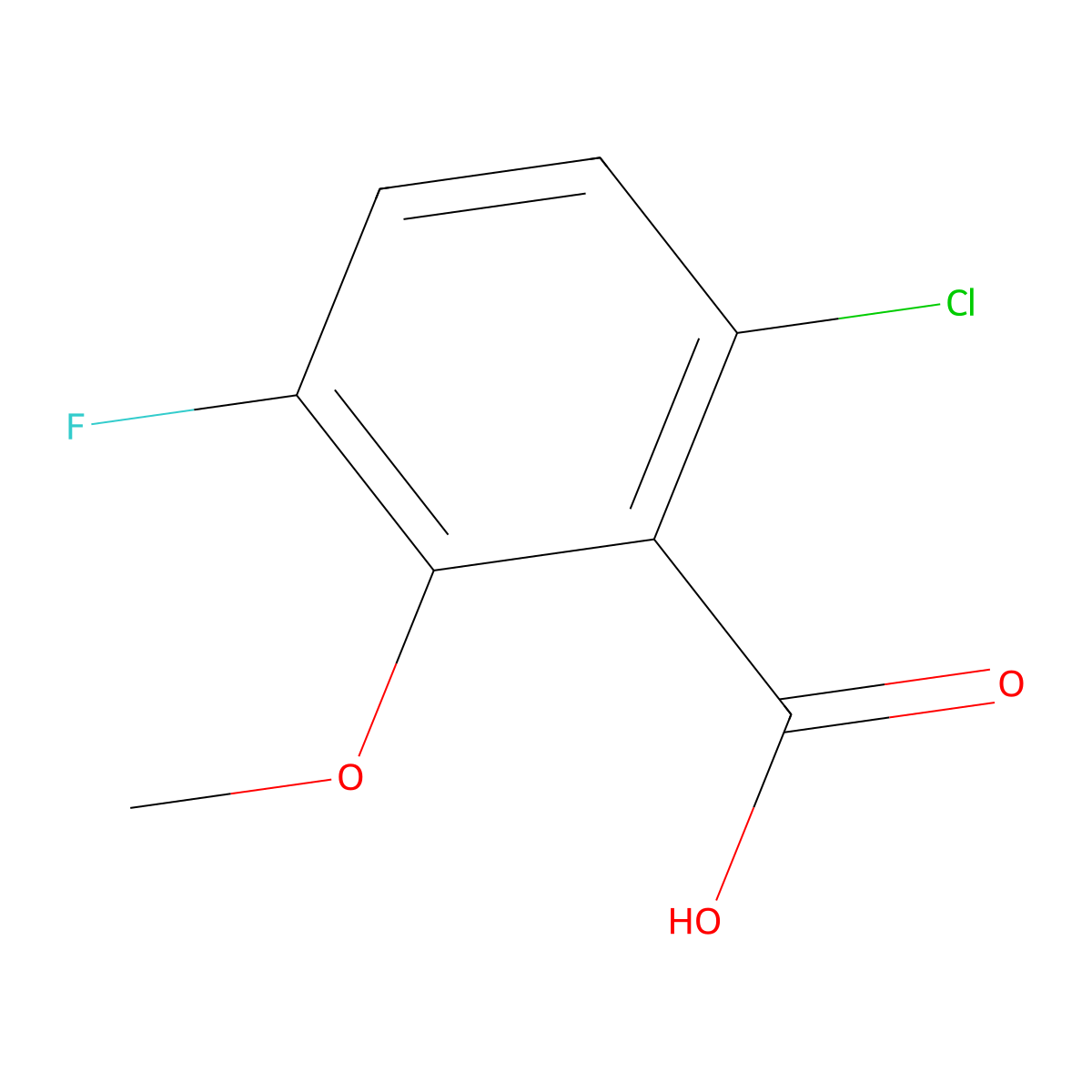 6-Chloro-3-fluoro-2-methoxybenzoic acid molecular structure, CAS 1782271-50-4