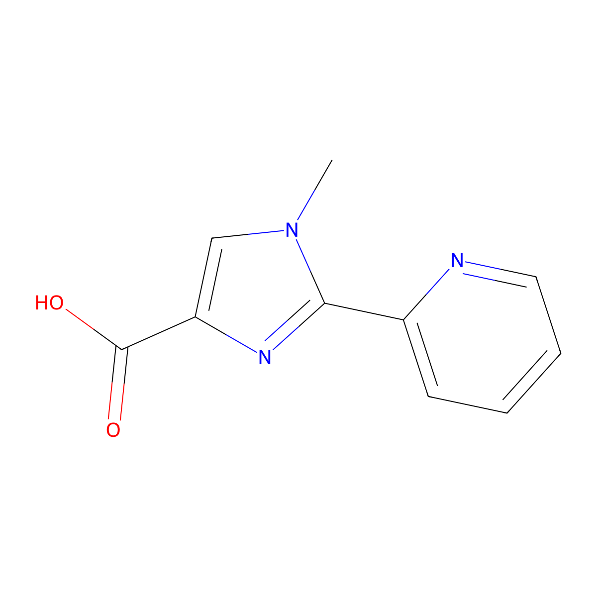 1-methyl-2-(pyridin-2-yl)-1H-imidazole-4-carboxylic acid molecular structure, CAS 1782279-02-0