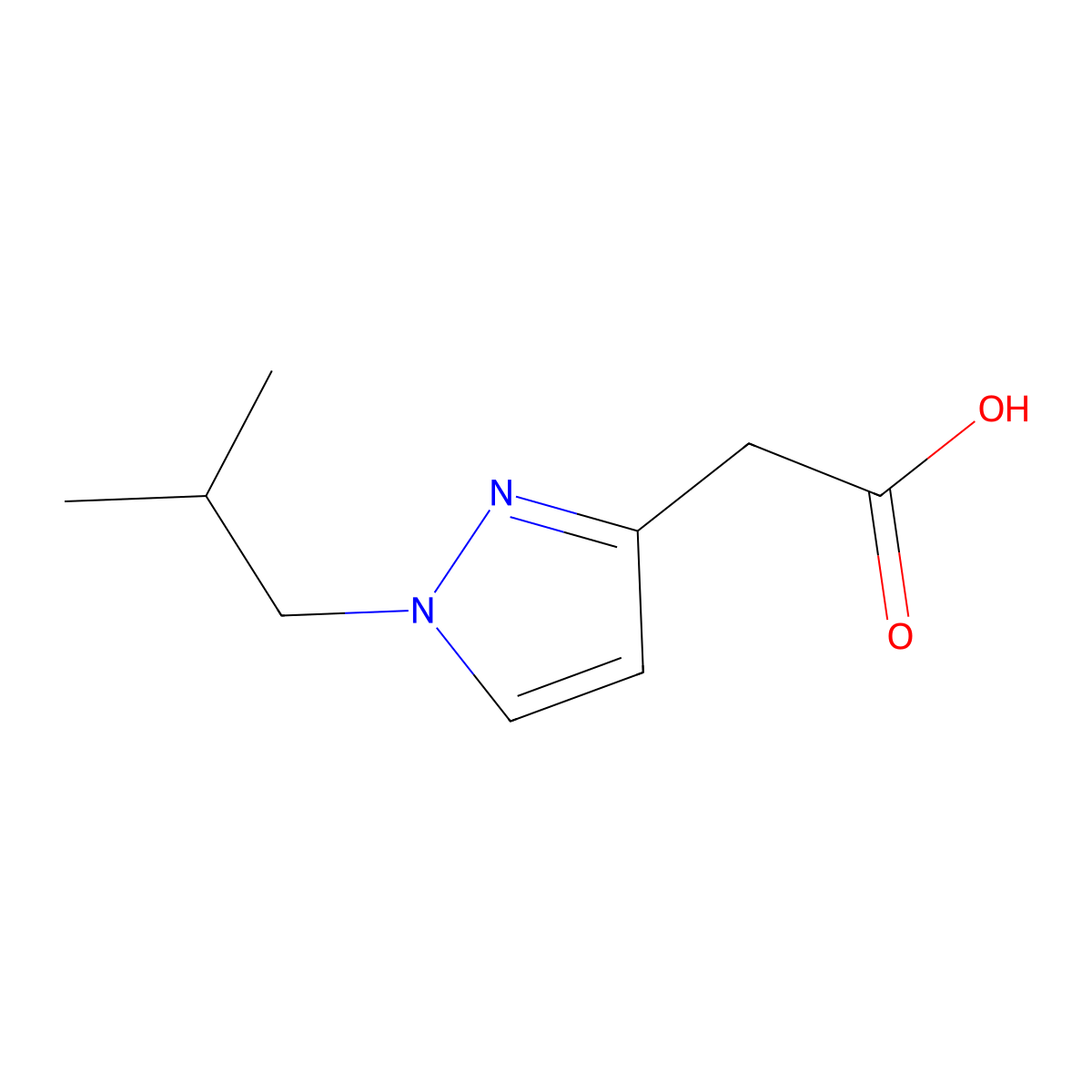 2-(1-Isobutyl-1H-pyrazol-3-yl)acetic acid molecular structure, CAS 1782284-08-5
