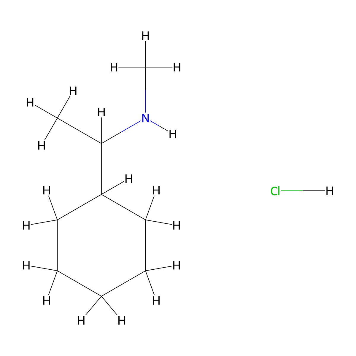 (1-Cyclohexylethyl)(methyl)amine hydrochloride molecular structure, CAS 1782290-39-4
