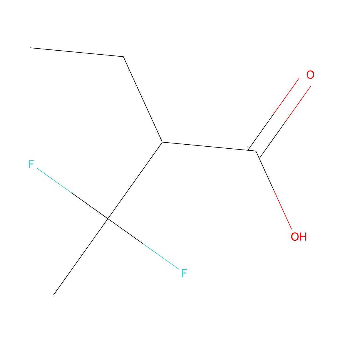 2-Ethyl-3,3-difluorobutanoic acid molecular structure, CAS 1782291-06-8