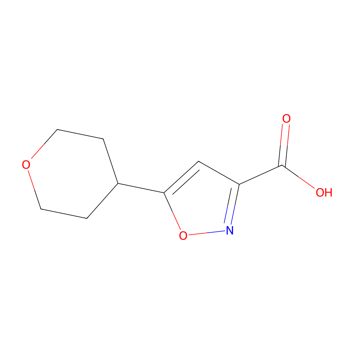5-(Oxan-4-yl)-1,2-oxazole-3-carboxylic acid molecular structure, CAS 1782291-86-4