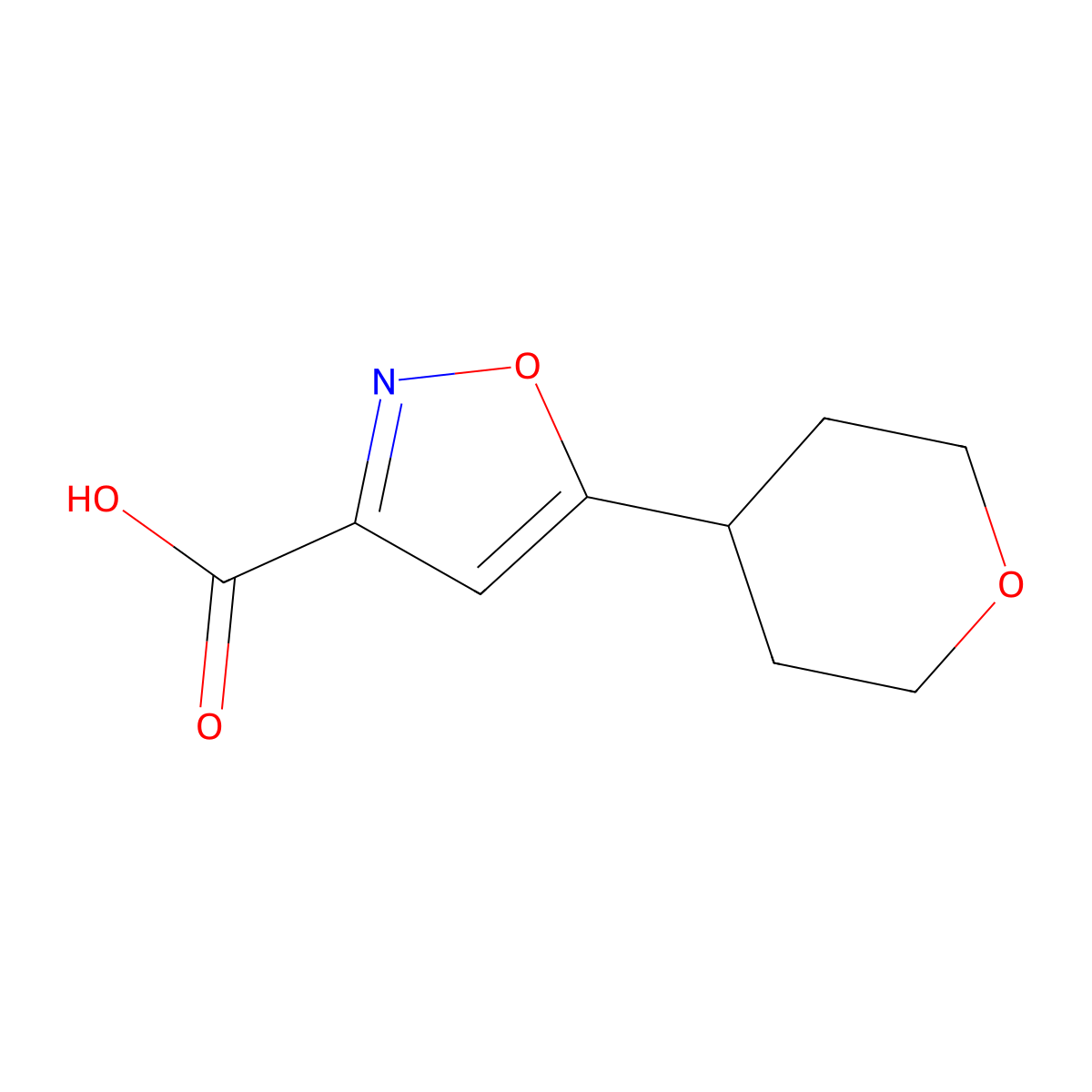 5-(Oxan-4-yl)-1,2-oxazole-3-carboxylic acid molecular structure, CAS 1782291-86-4