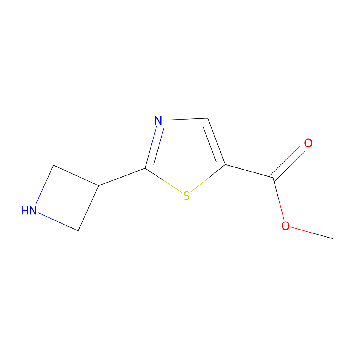 Methyl 2-(azetidin-3-yl)-1,3-thiazole-5-carboxylate molecular structure, CAS 1782296-94-9