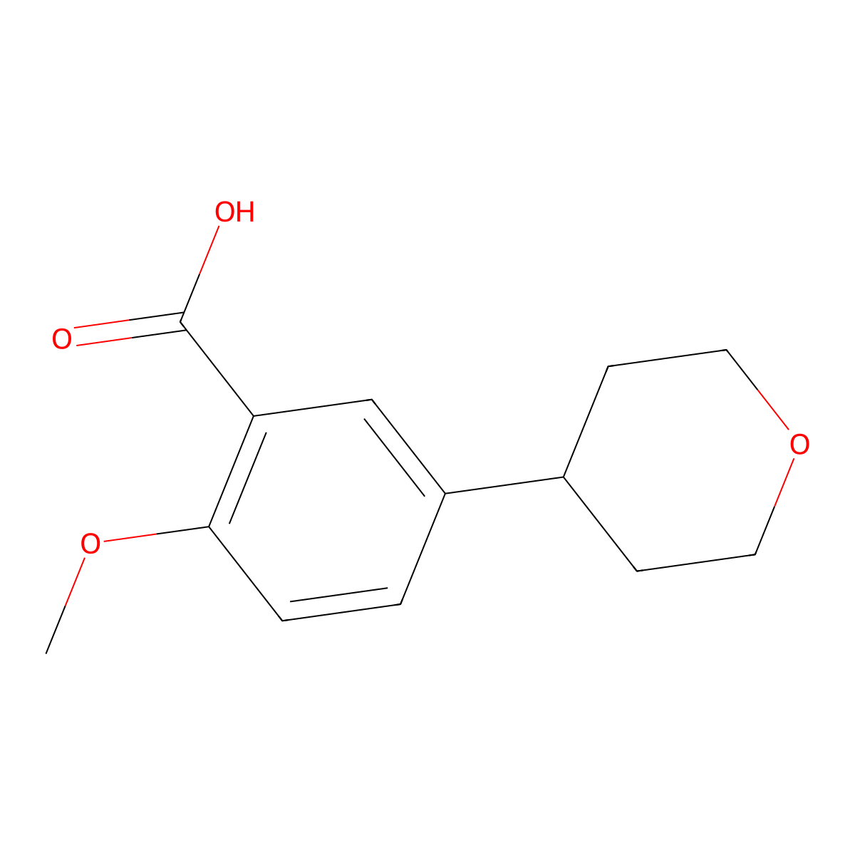 2-Methoxy-5-(tetrahydro-2H-pyran-4-yl)benzoic acid molecular structure, CAS 1782298-85-4