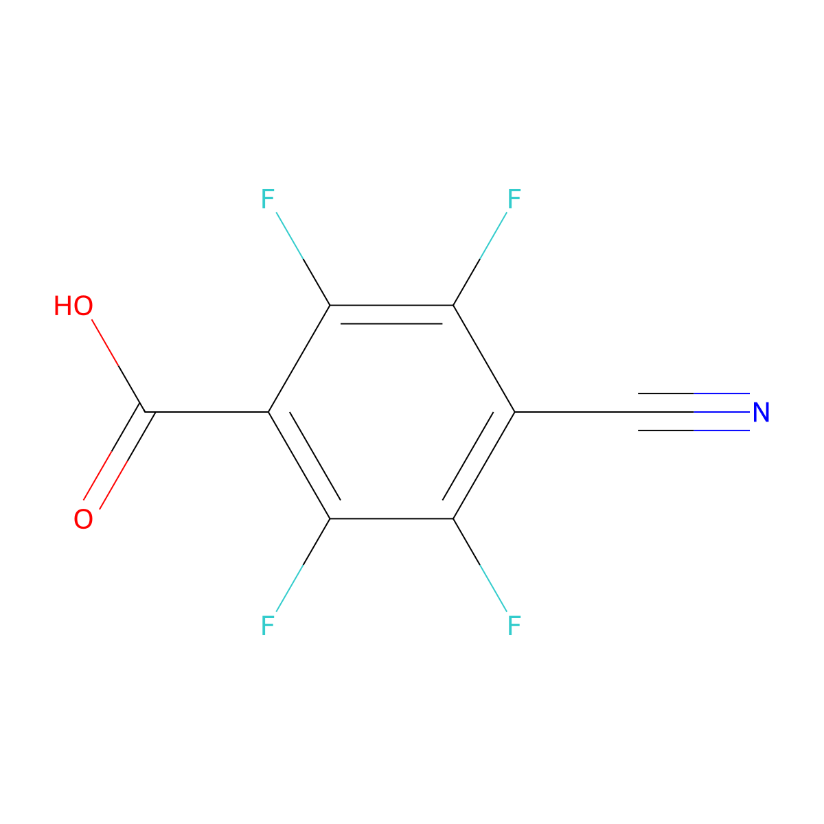 4-Cyano-2,3,5,6-tetrafluorobenzoic acid molecular structure, CAS 17823-39-1