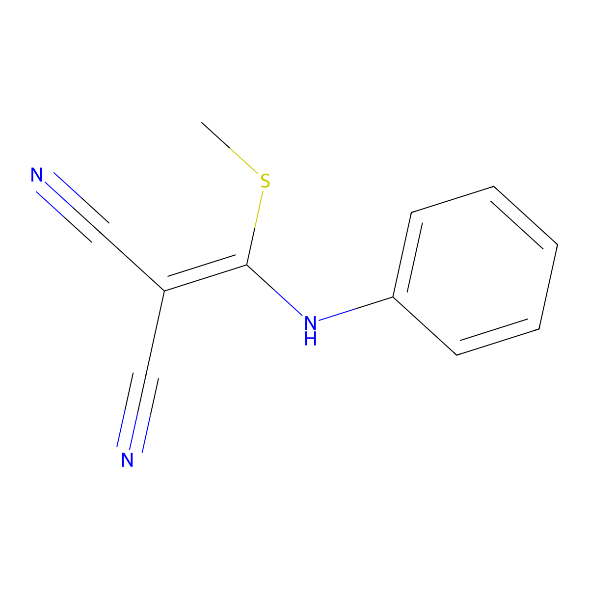 (Methylthio(phenylamino)methylene)methane-1,1-dicarbonitrile molecular structure, CAS 17823-65-3