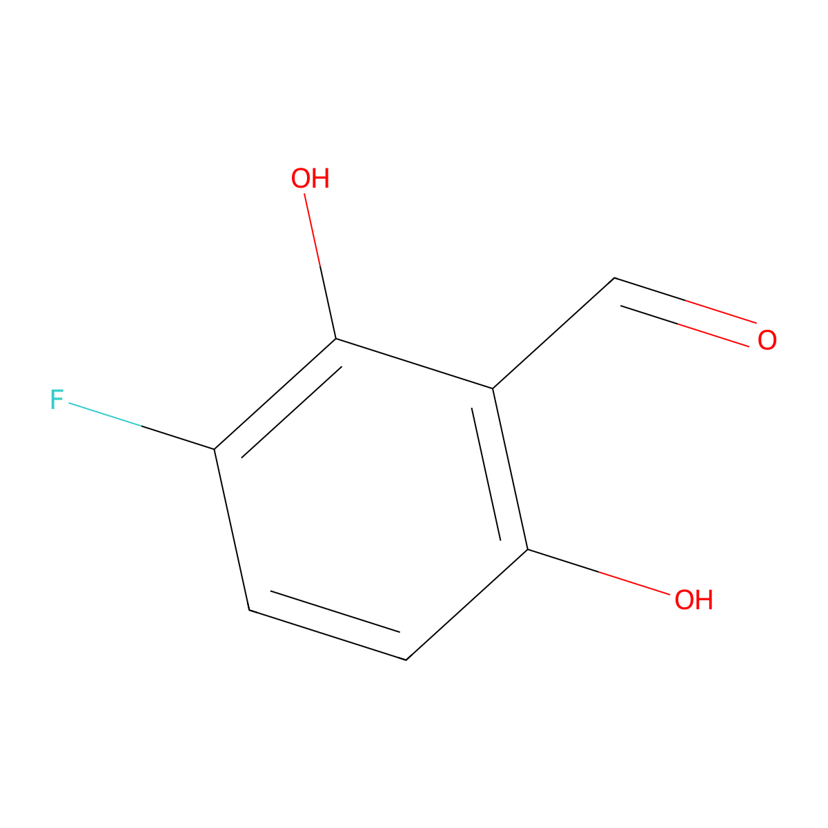 3-Fluoro-2,6-dihydroxybenzaldehyde molecular structure, CAS 1782313-69-2