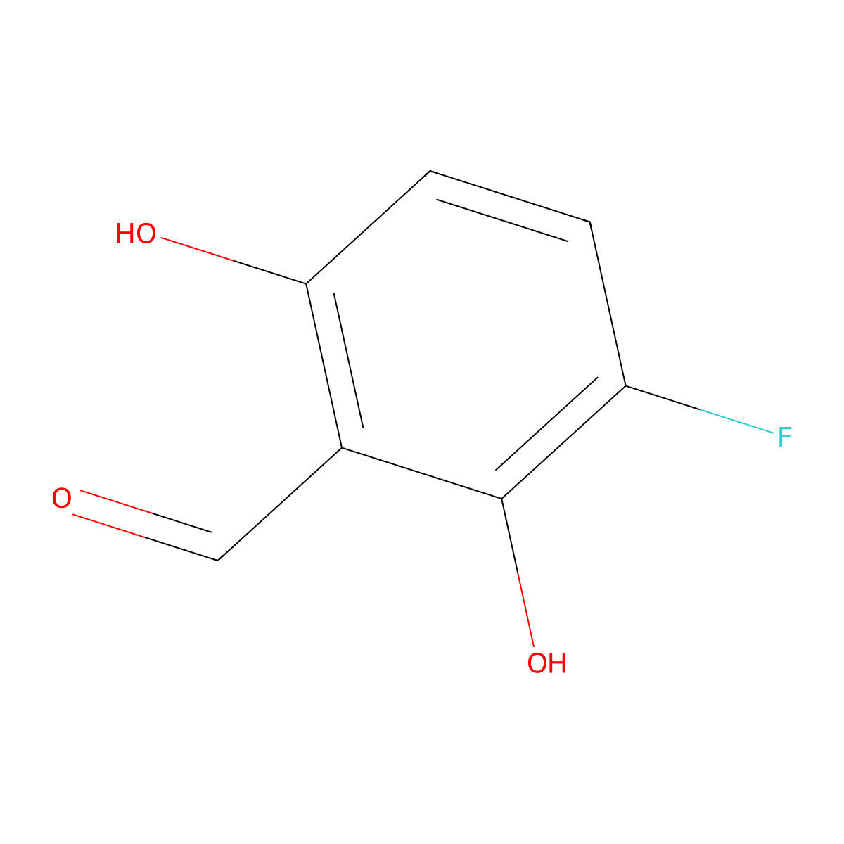 3-Fluoro-2,6-dihydroxybenzaldehyde molecular structure, CAS 1782313-69-2
