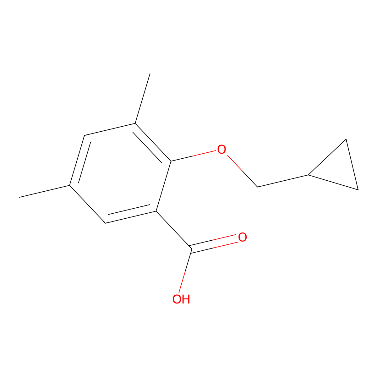 2-(Cyclopropylmethoxy)-3,5-dimethylbenzoic acid molecular structure, CAS 1782318-11-9