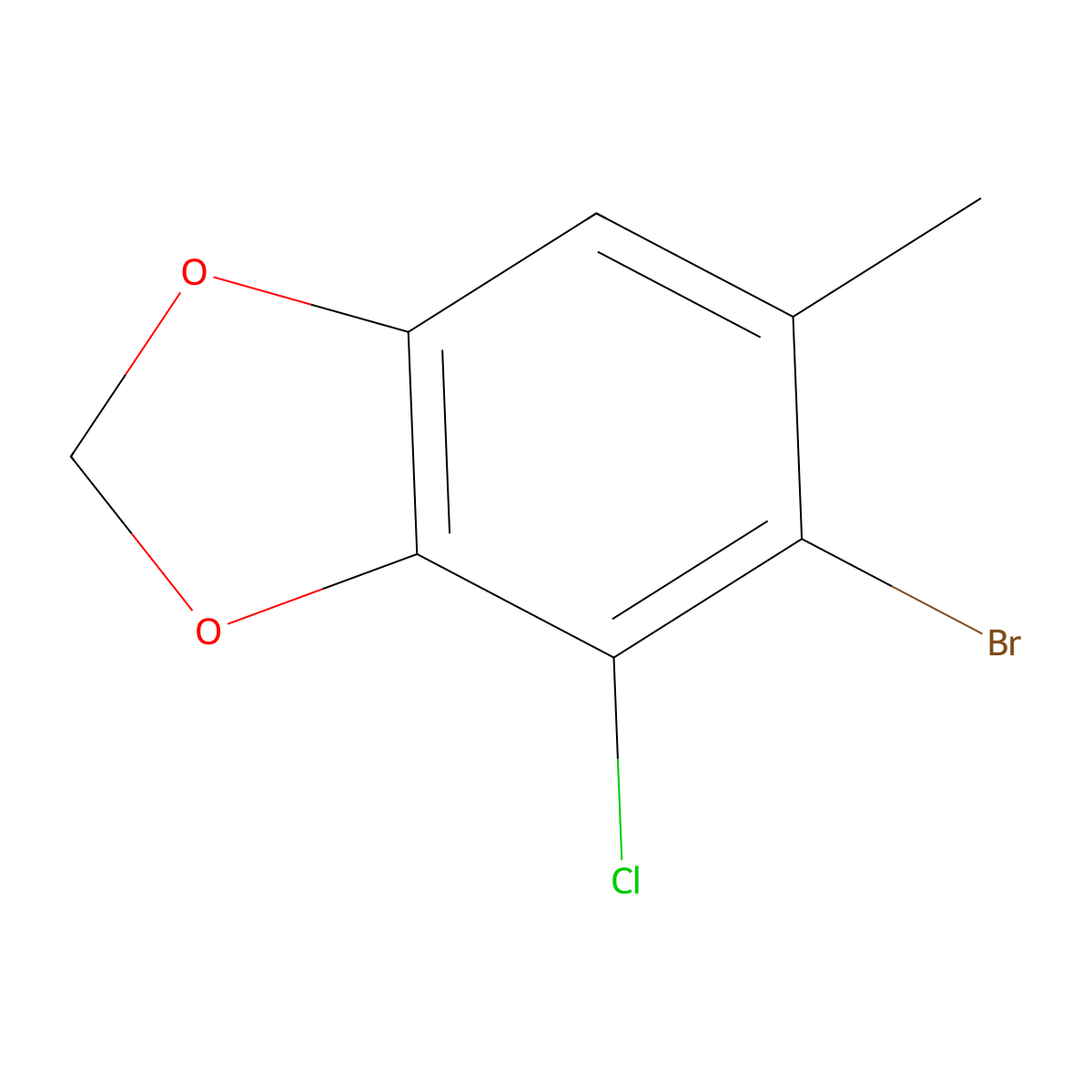 5-Bromo-4-chloro-6-methyl-1,3-dioxaindane molecular structure, CAS 1782327-60-9