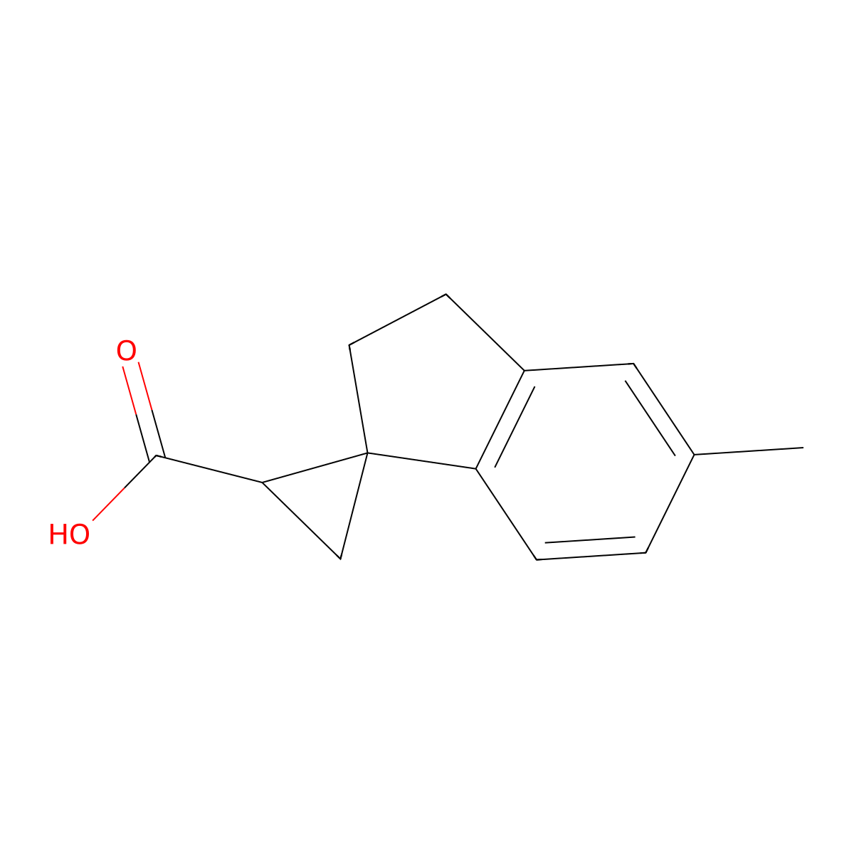 5'-Methyl-2',3'-dihydrospiro[cyclopropane-1,1'-indene]-2-carboxylic acid molecular structure, CAS 1782330-20-4