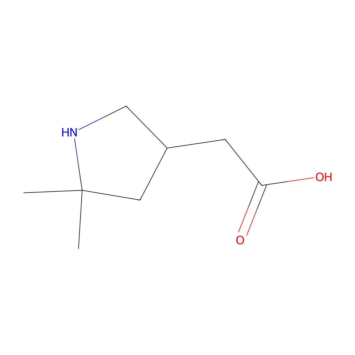 2-(5,5-Dimethylpyrrolidin-3-yl)acetic acid molecular structure, CAS 1782330-67-9