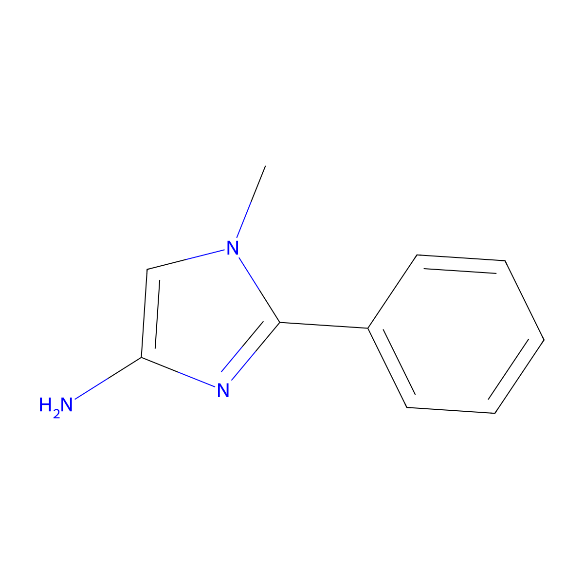 1-methyl-2-phenyl-1H-imidazol-4-amine molecular structure, CAS 1782332-84-6