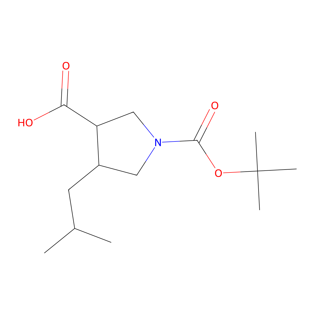 1-(tert-Butoxycarbonyl)-4-isobutylpyrrolidine-3-carboxylic acid molecular structure, CAS 1782348-51-9