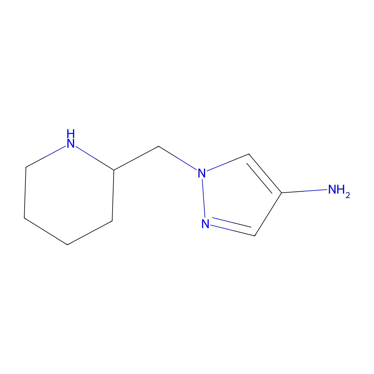 1-(piperidin-2-ylmethyl)-1H-pyrazol-4-amine molecular structure, CAS 1782349-45-4