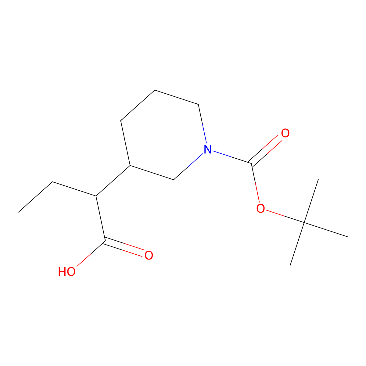 2-{1-[(Tert-butoxy)carbonyl]piperidin-3-yl}butanoic acid molecular structure, CAS 1782355-56-9