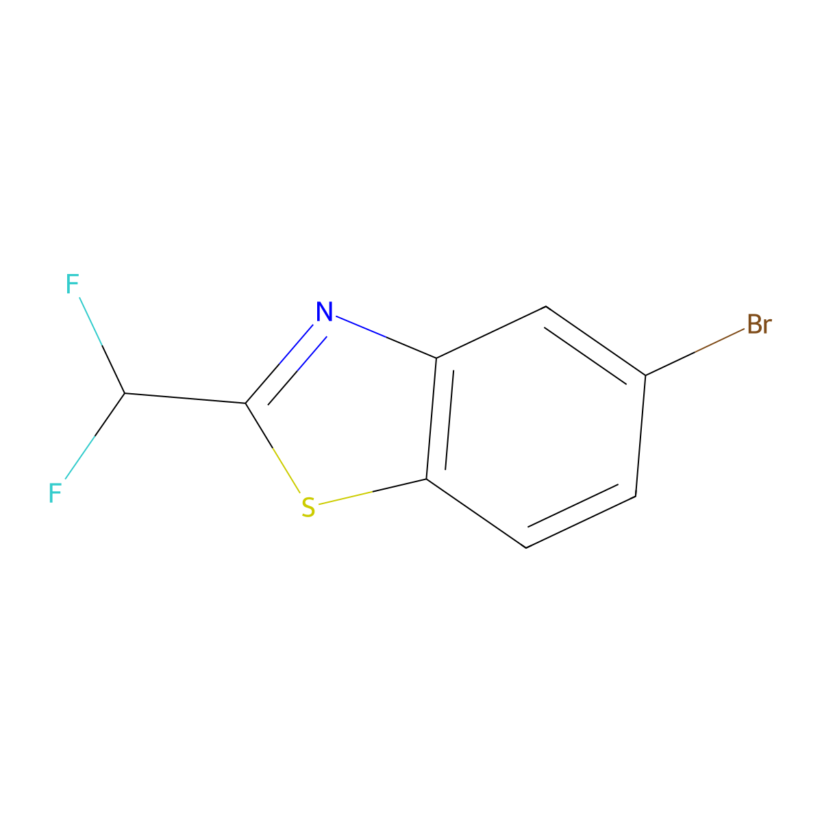 5-Bromo-2-(difluoromethyl)-1,3-benzothiazole molecular structure, CAS 1782362-75-7