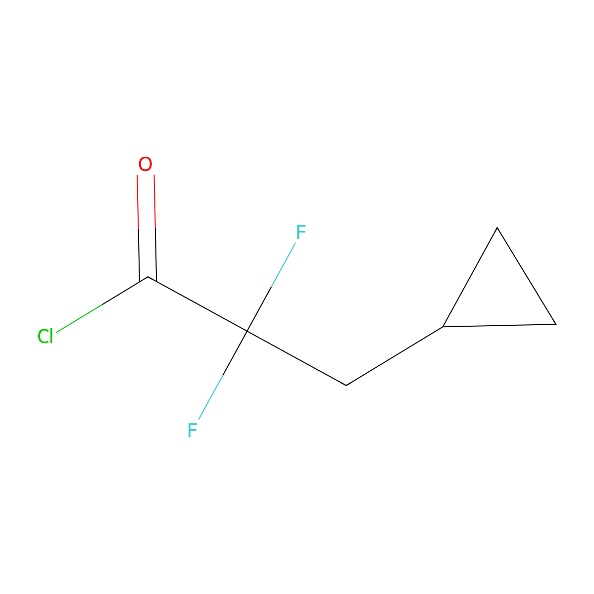 3-Cyclopropyl-2,2-difluoropropanoyl chloride molecular structure, CAS 1782370-65-3