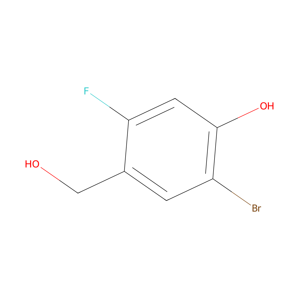 5-Bromo-2-fluoro-4-hydroxybenzyl alcohol molecular structure, CAS 1782378-41-9