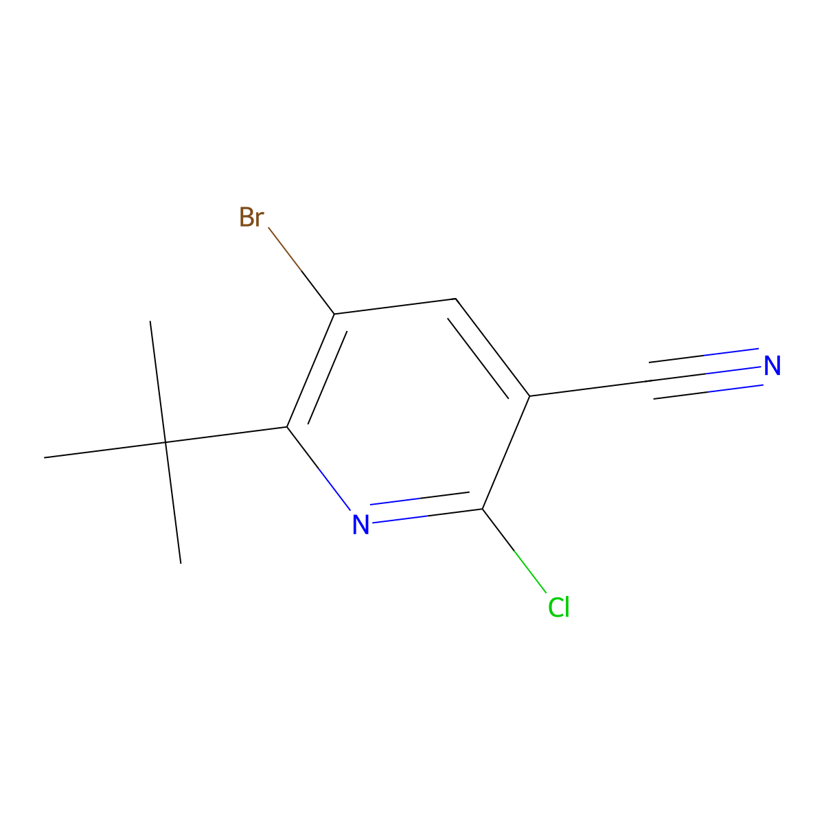 5-Bromo-6-(tert-butyl)-2-chloronicotinonitrile molecular structure, CAS 1782383-29-2