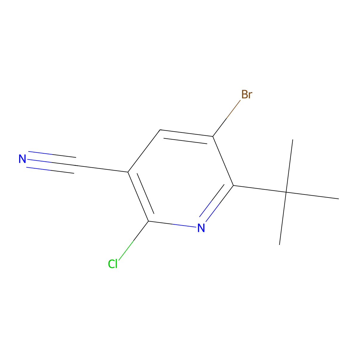 5-Bromo-6-(tert-butyl)-2-chloronicotinonitrile molecular structure, CAS 1782383-29-2