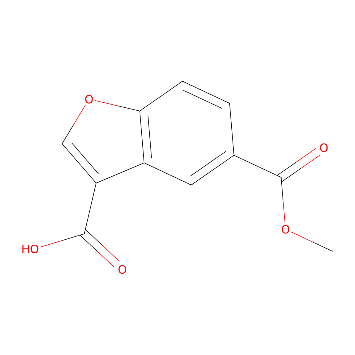 5-(Methoxycarbonyl)-1-benzofuran-3-carboxylic acid molecular structure, CAS 1782387-44-3
