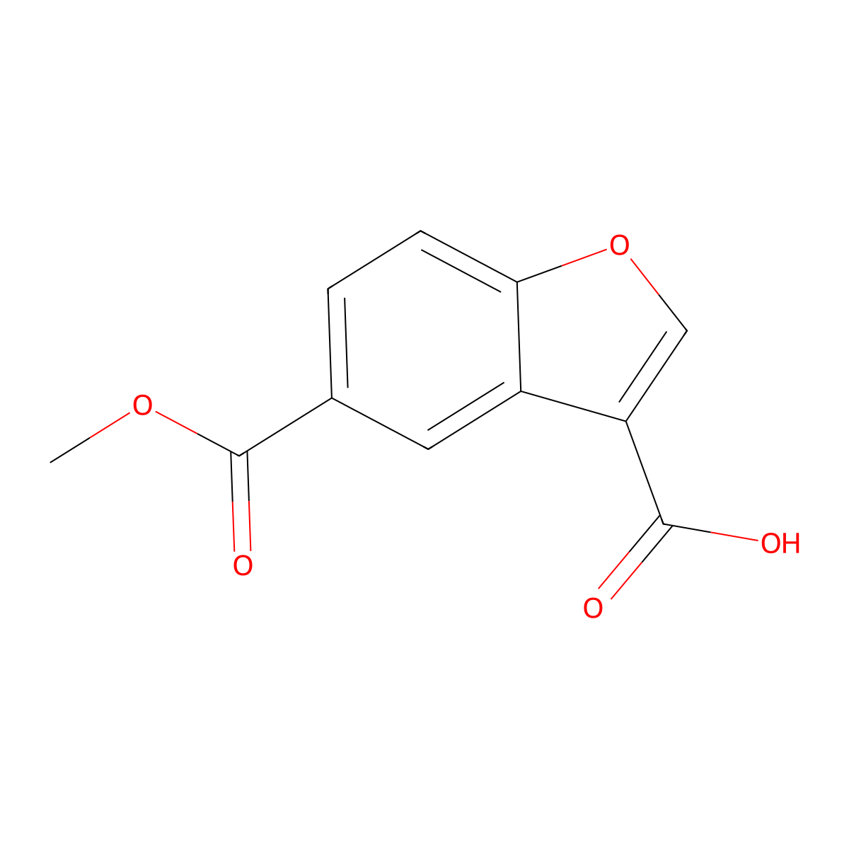 5-(Methoxycarbonyl)-1-benzofuran-3-carboxylic acid molecular structure, CAS 1782387-44-3