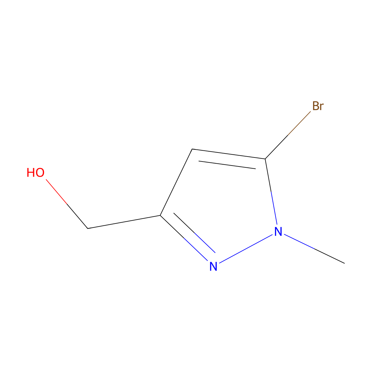 (5-bromo-1-methyl-1H-pyrazol-3-yl)methanol molecular structure, CAS 1782396-26-2