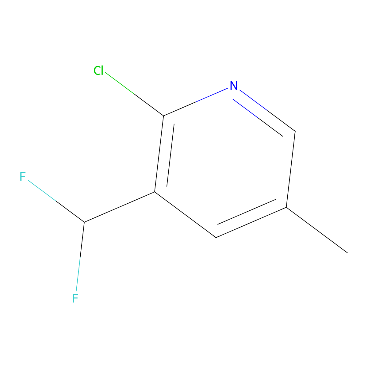 2-Chloro-3-(difluoromethyl)-5-methylpyridine molecular structure, CAS 1782400-66-1