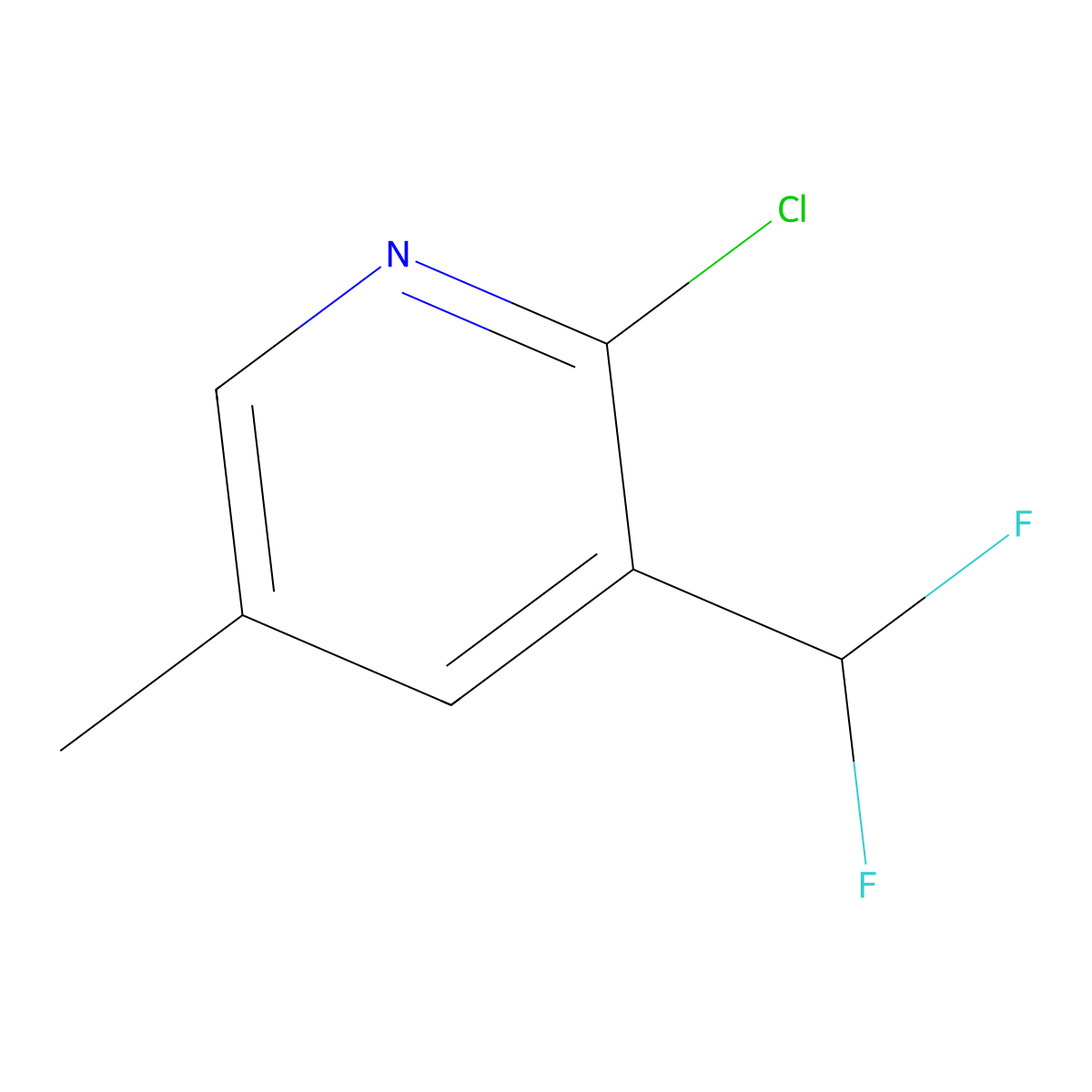 2-Chloro-3-(difluoromethyl)-5-methylpyridine molecular structure, CAS 1782400-66-1