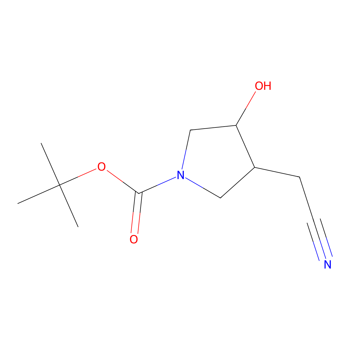 tert-Butyl 3-(cyanomethyl)-4-hydroxypyrrolidine-1-carboxylate molecular structure, CAS 1782403-83-1