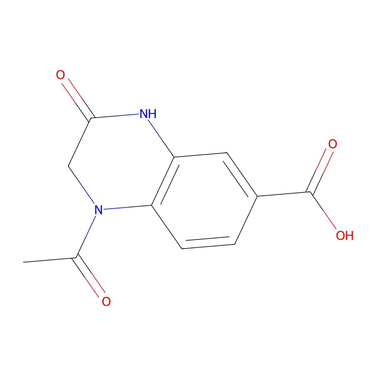 1-Acetyl-3-oxo-1,2,3,4-tetrahydroquinoxaline-6-carboxylic acid molecular structure, CAS 1782405-18-8