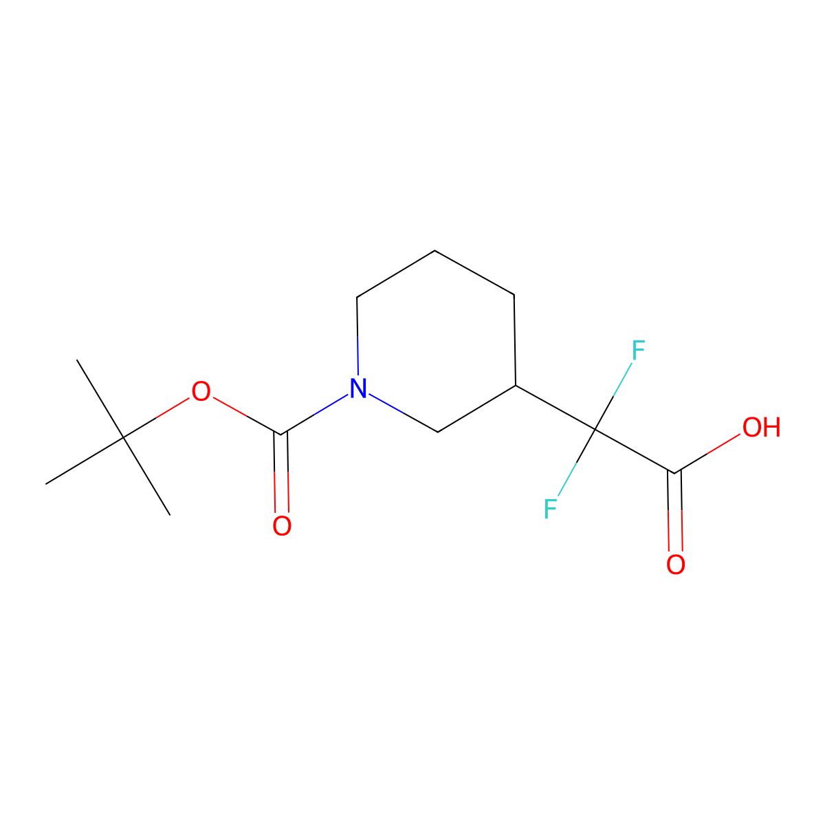 2-(1-((Tert-butoxy)carbonyl)piperidin-3-yl)-2,2-difluoroacetic acid molecular structure, CAS 1782406-03-4