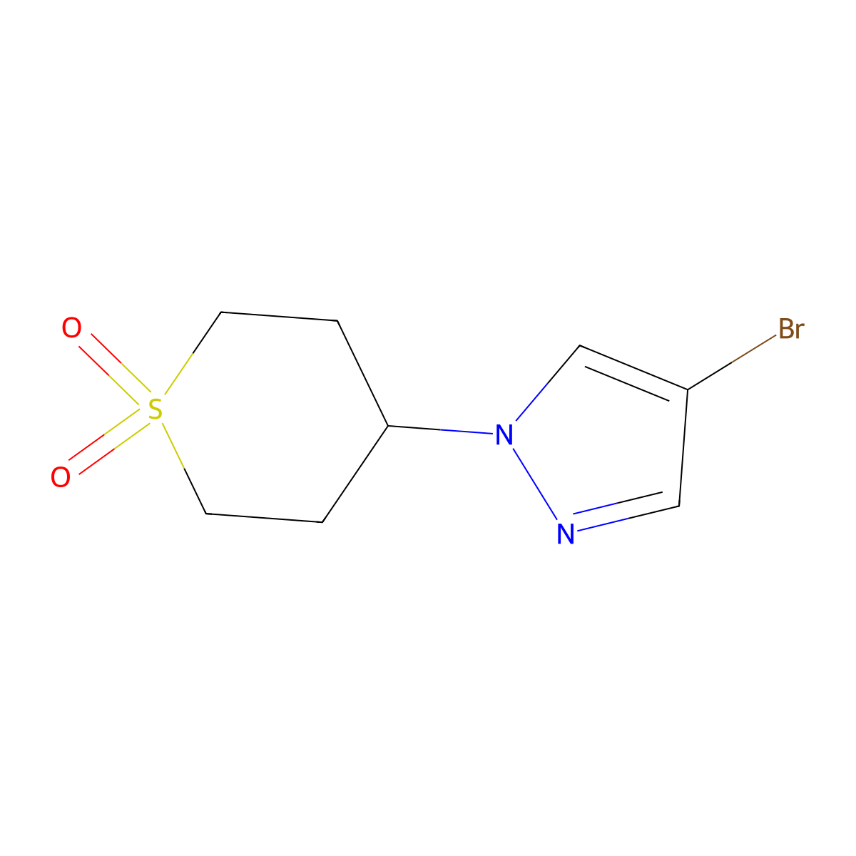 4-(4-bromo-1H-pyrazol-1-yl)-1lambda6-thiane-1,1-dione molecular structure, CAS 1782408-09-6