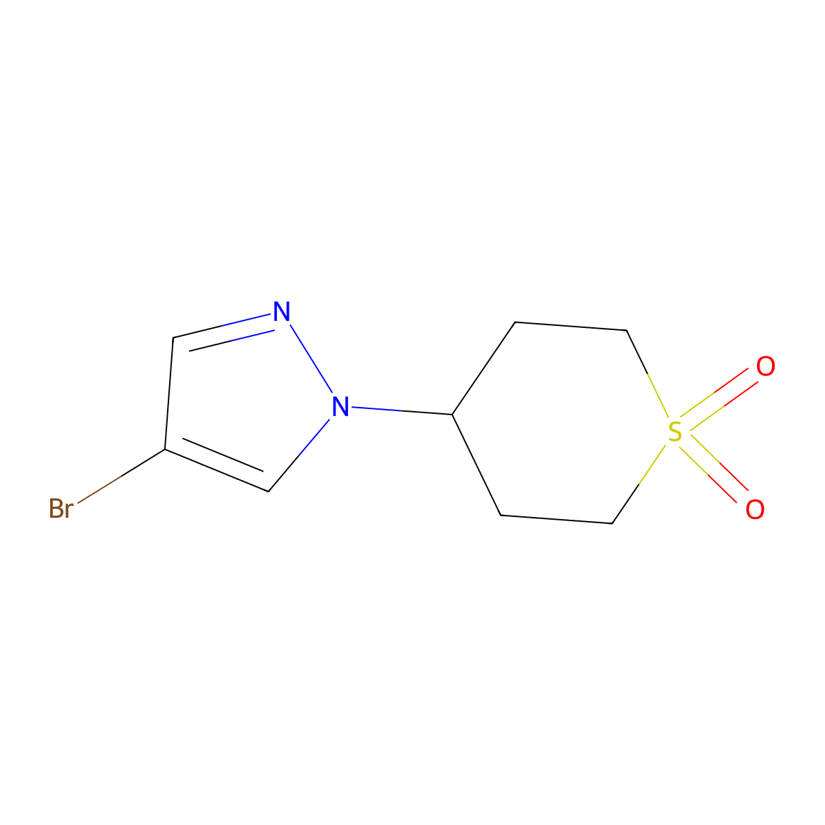 4-(4-bromo-1H-pyrazol-1-yl)-1lambda6-thiane-1,1-dione molecular structure, CAS 1782408-09-6
