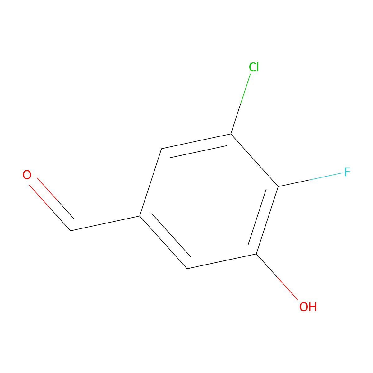 3-Chloro-4-fluoro-5-hydroxybenzaldehyde molecular structure, CAS 1782416-90-3