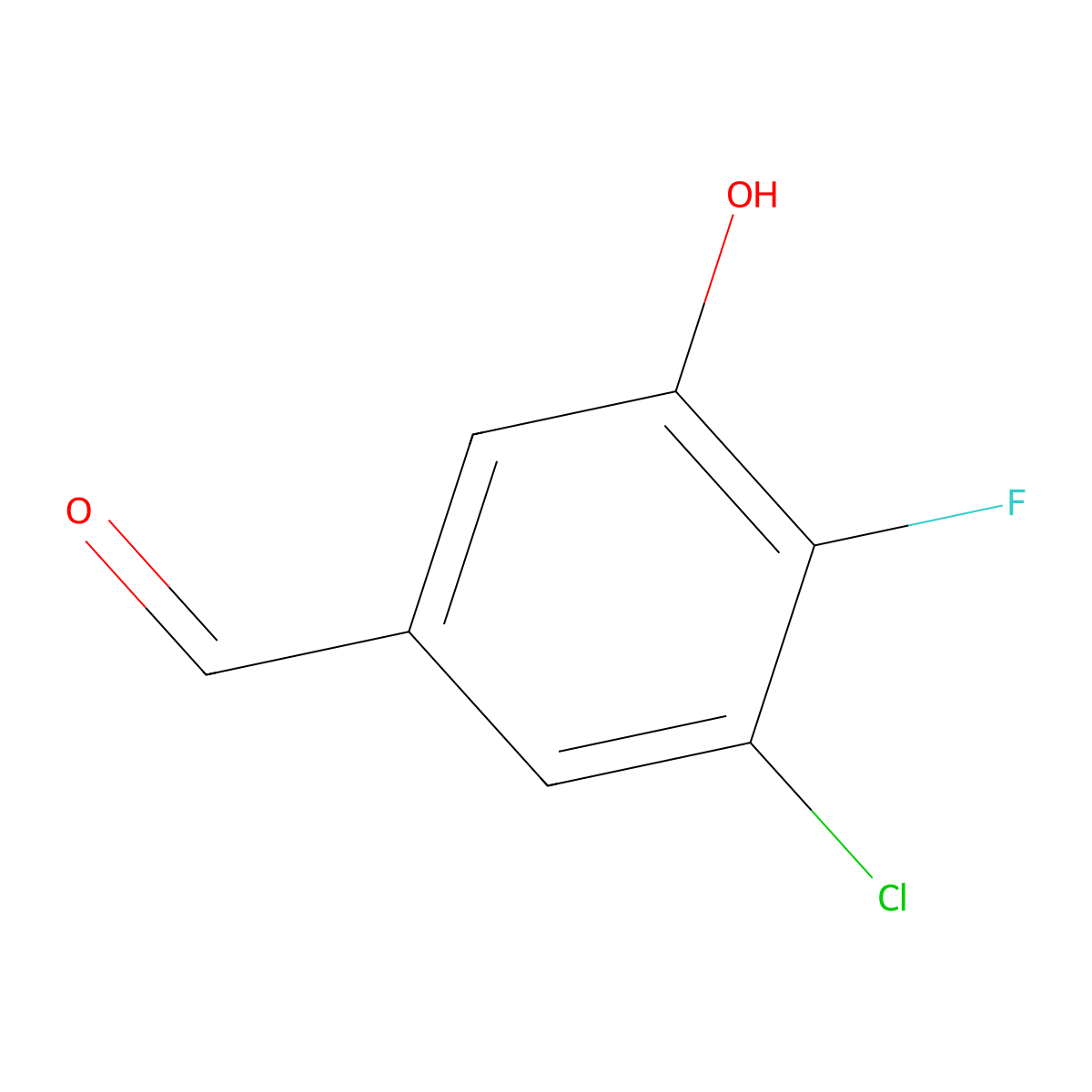 3-Chloro-4-fluoro-5-hydroxybenzaldehyde molecular structure, CAS 1782416-90-3