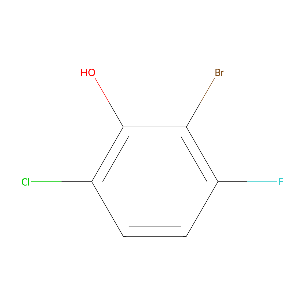 2-Bromo-6-chloro-3-fluorophenol molecular structure, CAS 1782417-49-5