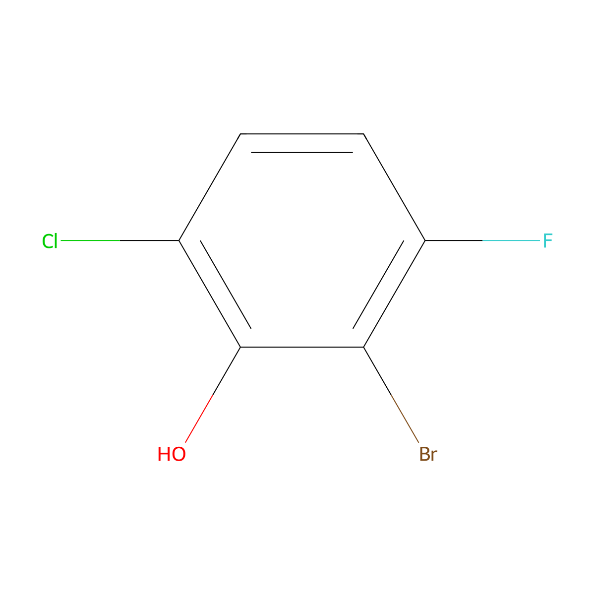 2-Bromo-6-chloro-3-fluorophenol molecular structure, CAS 1782417-49-5