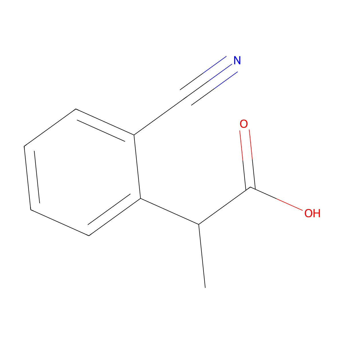 2-(2-Cyanophenyl)propanoic acid molecular structure, CAS 1782417-51-9