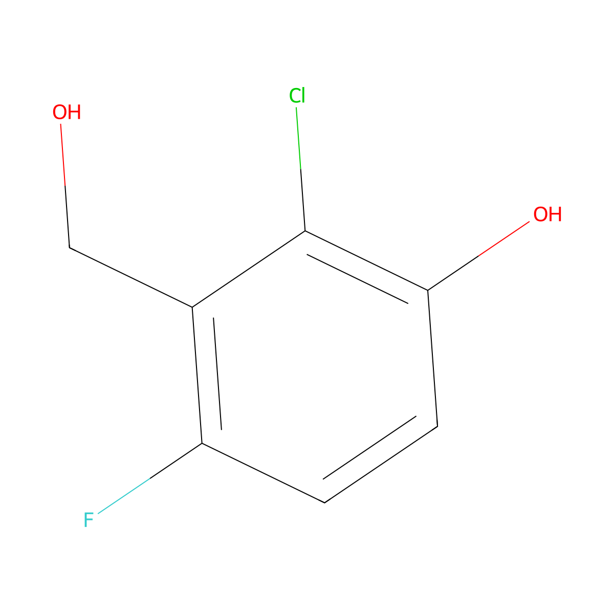 2-Chloro-4-fluoro-3-(hydroxymethyl)phenol molecular structure, CAS 1782418-39-6