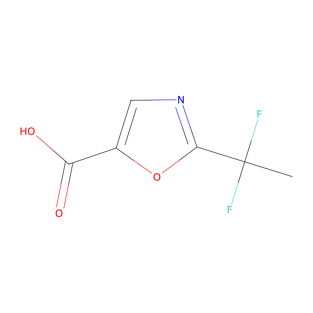 2-(1,1-Difluoroethyl)-1,3-oxazole-5-carboxylic acid molecular structure, CAS 1782418-40-9