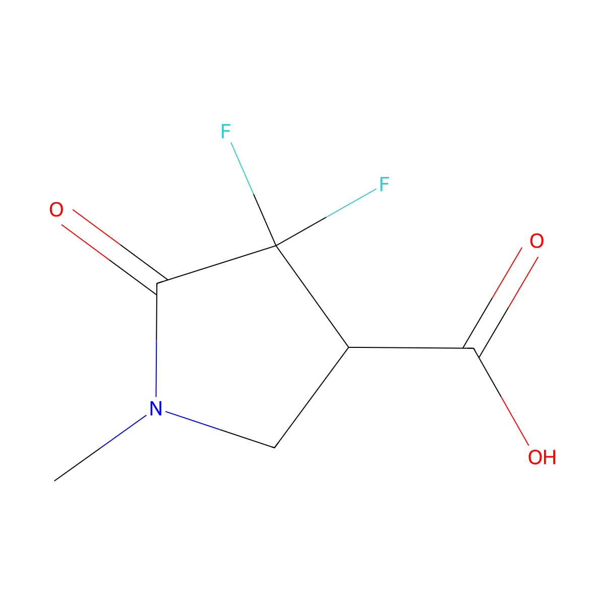 4,4-Difluoro-1-methyl-5-oxopyrrolidine-3-carboxylic acid molecular structure, CAS 1782418-67-0