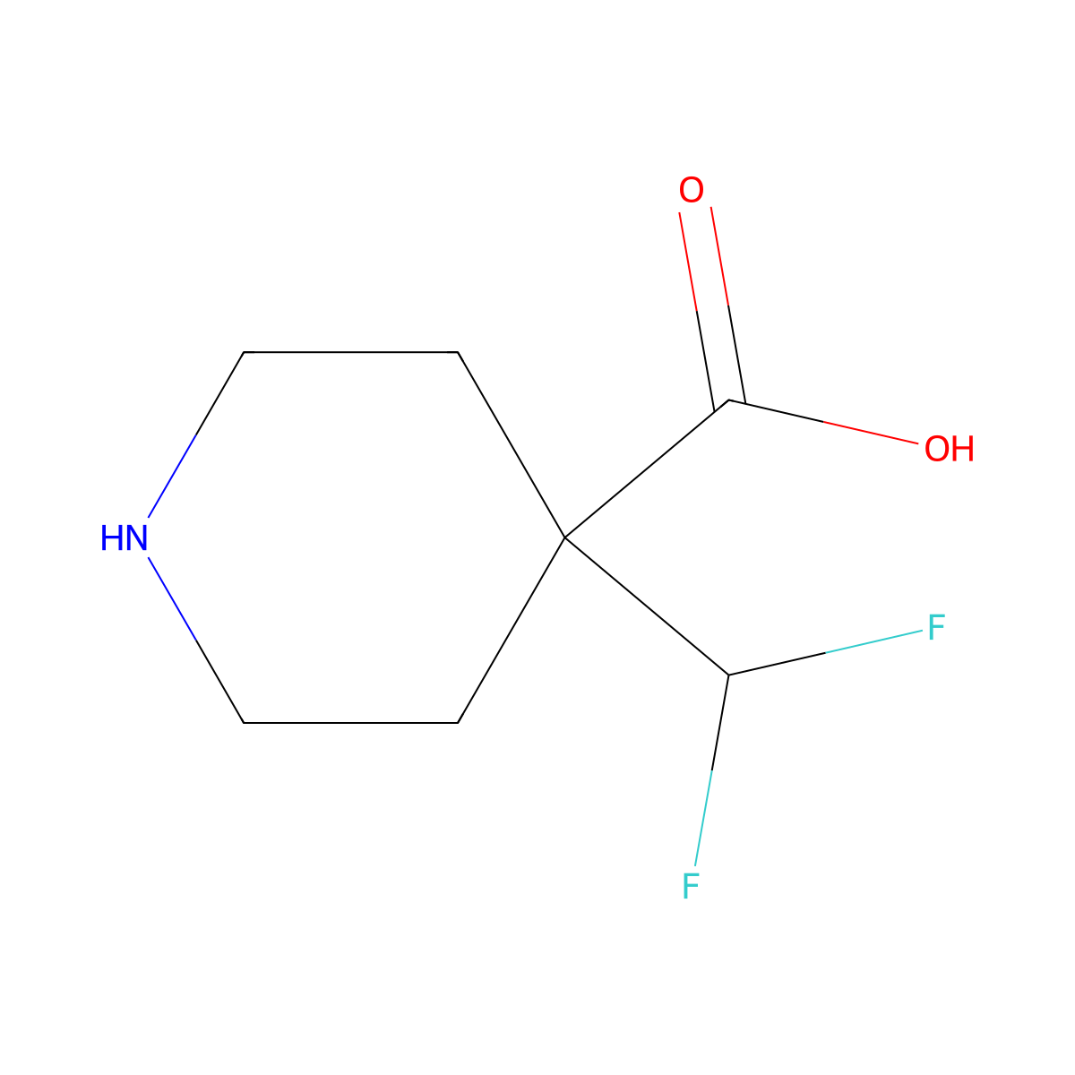 4-(Difluoromethyl)piperidine-4-carboxylic acid molecular structure, CAS 1782418-76-1