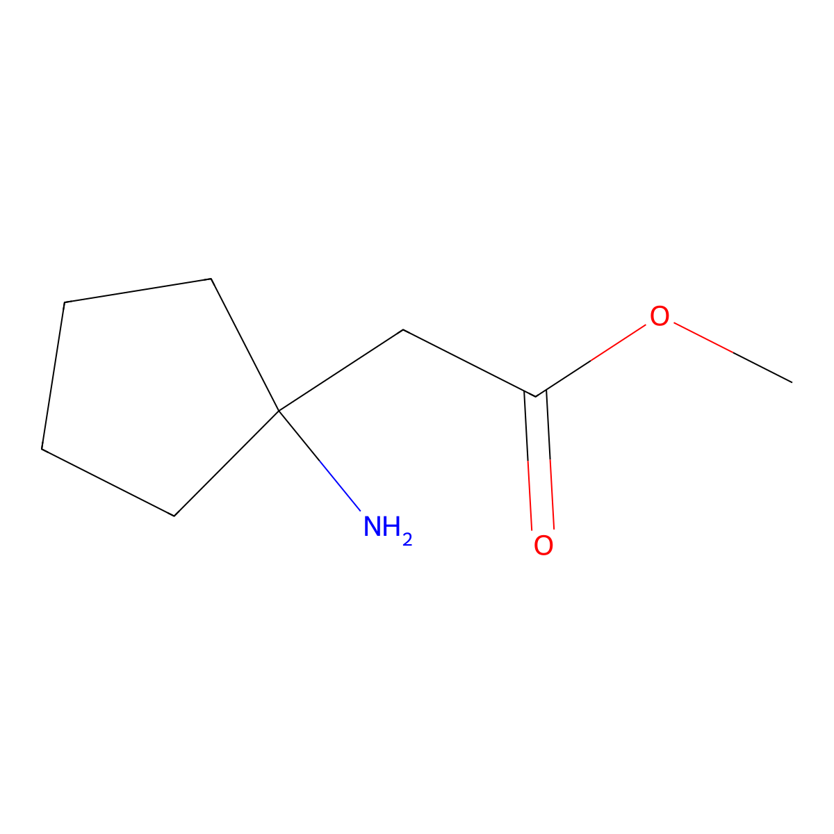 Methyl 1-aminocyclopentaneacetate molecular structure, CAS 178242-71-2