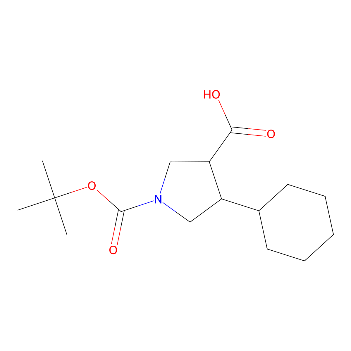 4-Cyclohexyl-pyrrolidine-1,3-dicarboxylic acid 1-tert-butyl ester molecular structure, CAS 1782421-56-0