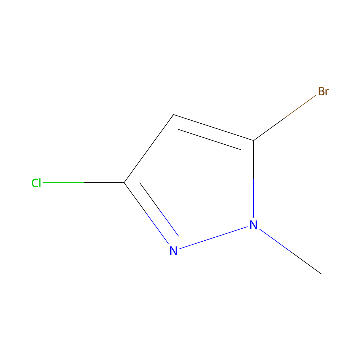 5-Bromo-3-chloro-1-methyl-1H-pyrazole molecular structure, CAS 1782431-75-7